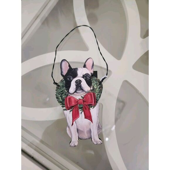 Candy Cane Frenchie Christmas Ornament ( 2 Piece Set ) - Picture 2 of 5
